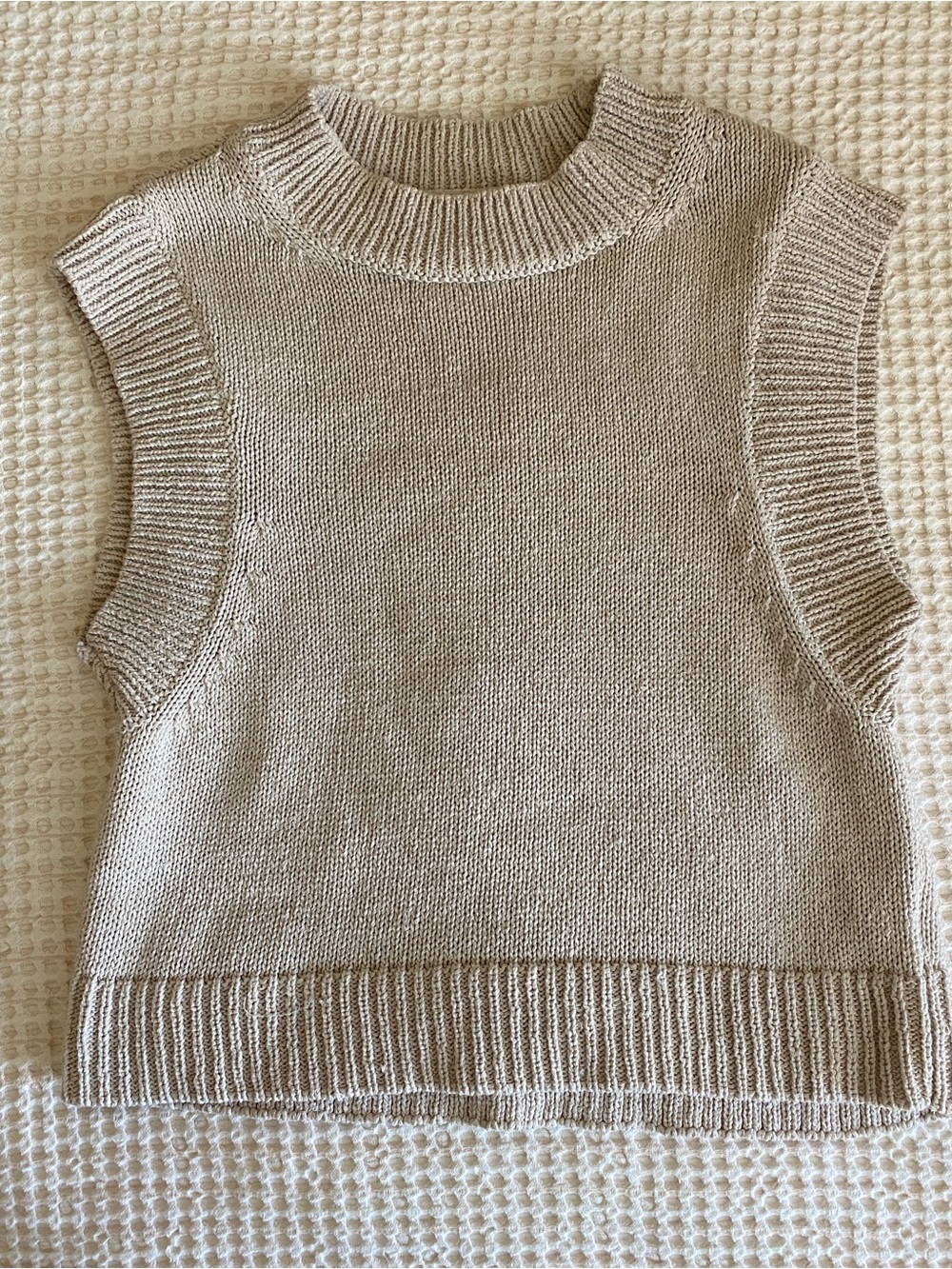 H&M Women’s Cotton-Blend Knit Vest in Beige - XS
